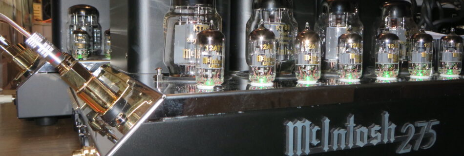 Two McIntosh MC275-VI units under test after repair at Bob the Tech Audio