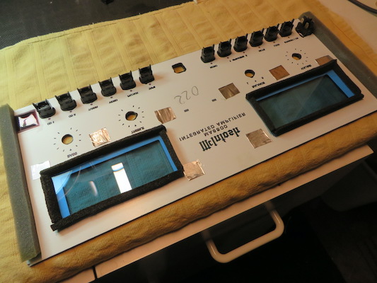 McIntosh MA6500 front panel glass, gels and light-isolating foam installed